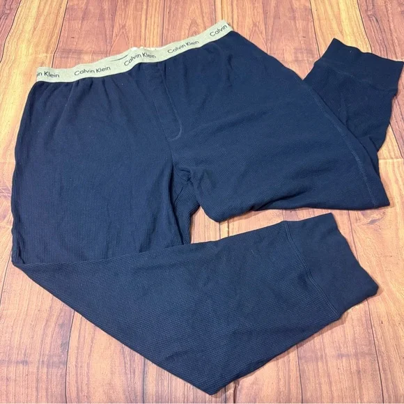 Men’s Size XL Calvin Klein Navy Waffle Knit Thermal Loungewear Joggers - Picture 1 of 13